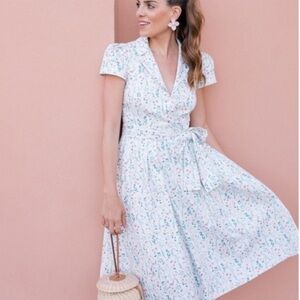 RARE Gal Meets Glam Anne Floral Midi Dress & Belt - 6